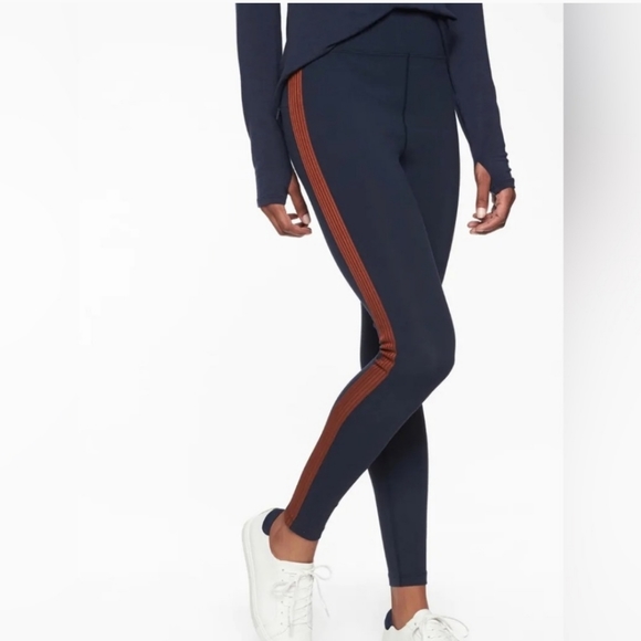 Athleta Track Tux Tights in Navy, Size Medium - Picture 1 of 6